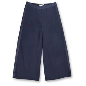 Boden Navy Wide Leg Cropped Pants with‎ Satin Trim Women's 2R